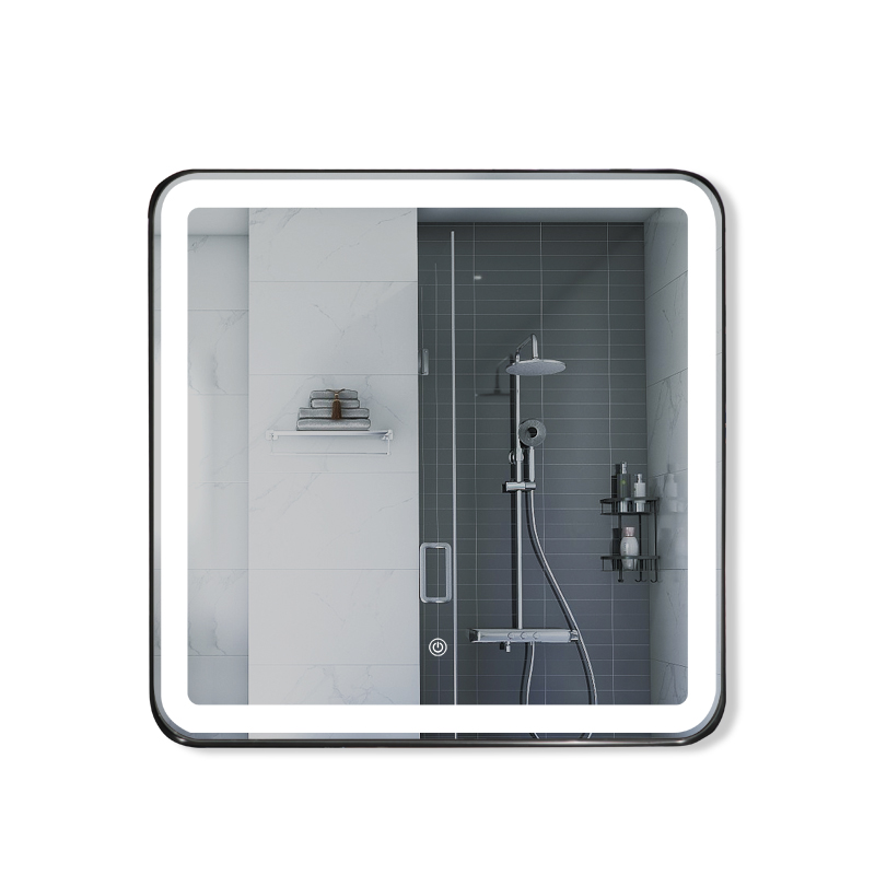 SSWW OGLEDALO 60X80 S LED RASVJETOM I ODMAGLJIVAČEM OKVIR ZAOBLJENI MAT CRNI