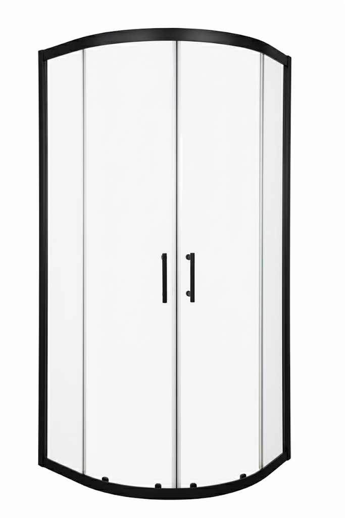 SALLY TUŠ KABINA POLUKRUŽNA 80X80X200 6MM PROZ.STAKLO, SELF CLEANING, MAT CRNO