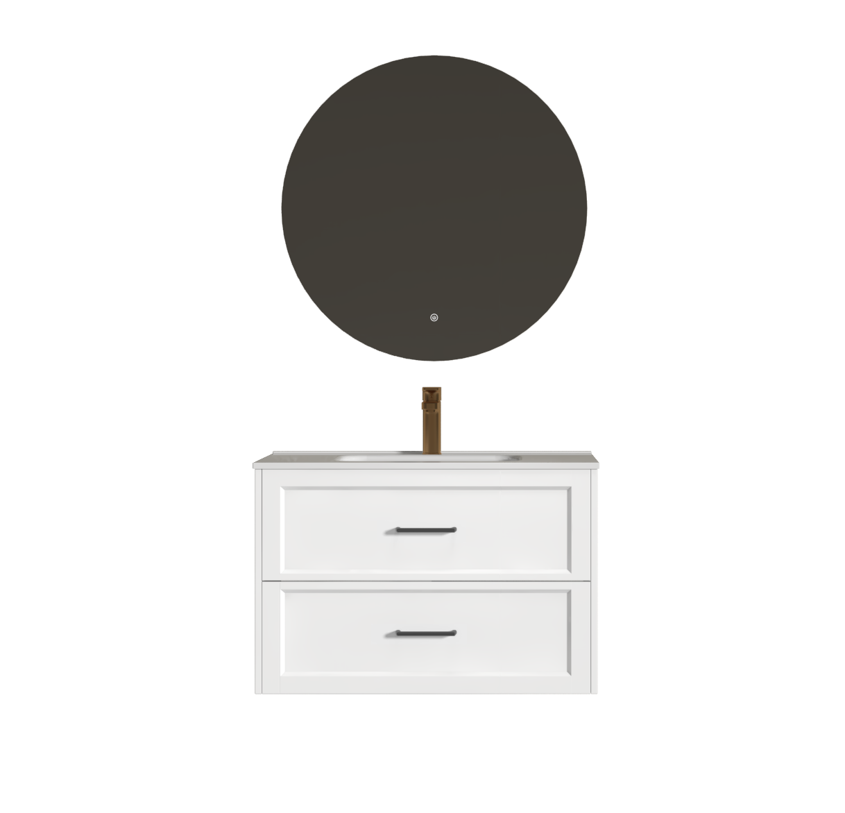 SALLY BAZA S UMIVAONIKOM 80X46X53,8 DVIJE LADICE SOFT CLOSE BIJELI/CRNE RUČKE