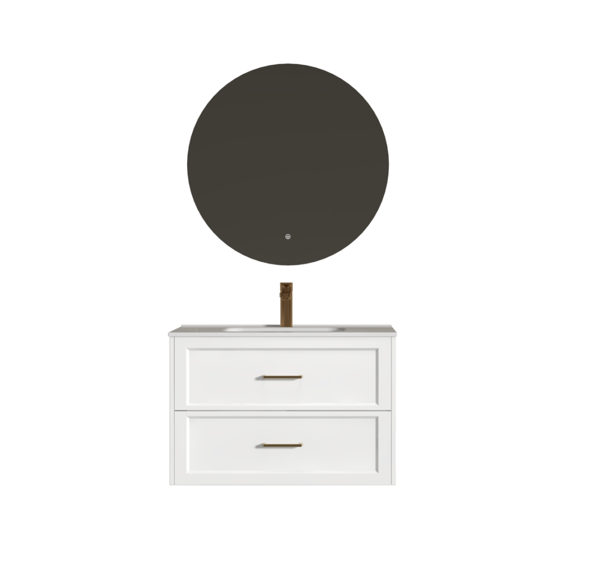 SALLY BAZA S UMIVAONIKOM 80X46X53,8 DVIJE LADICE SOFT CLOSE BIJELI/ZLATNE RUČKE