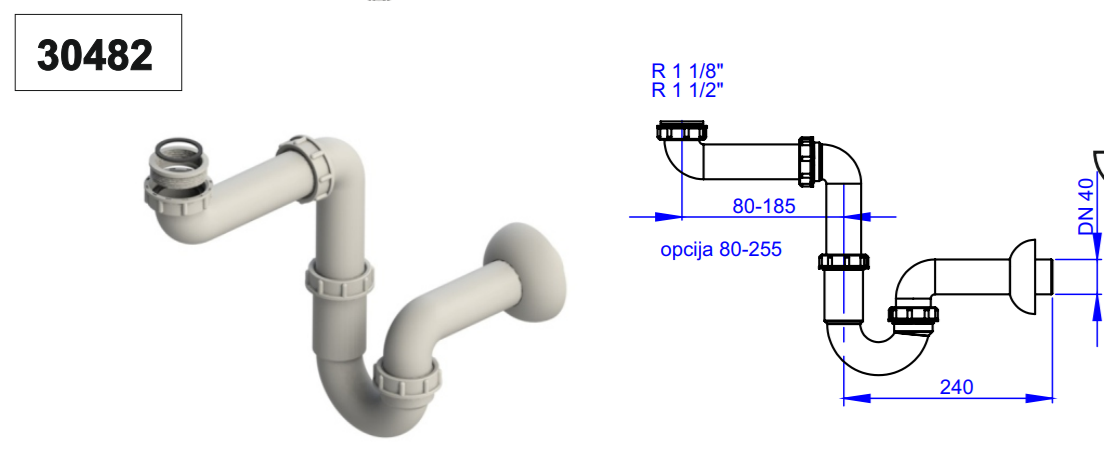 LOŽ SIFON ZA UMIVAONIK PVC "SKRIVENI" 30482 (ARMAL 641.322)