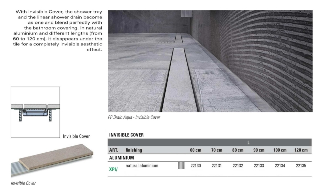 PROFILPAS PP DRAIN AQUA INVISIBLE POKLOPAC TUŠ KANALICE 60CM XPI/60