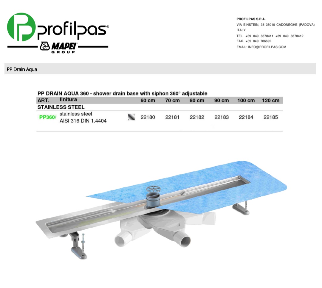 PROFILPAS PP DRAIN AQUA 360 TUŠ KANALICA BAZA 60CM PP360/60