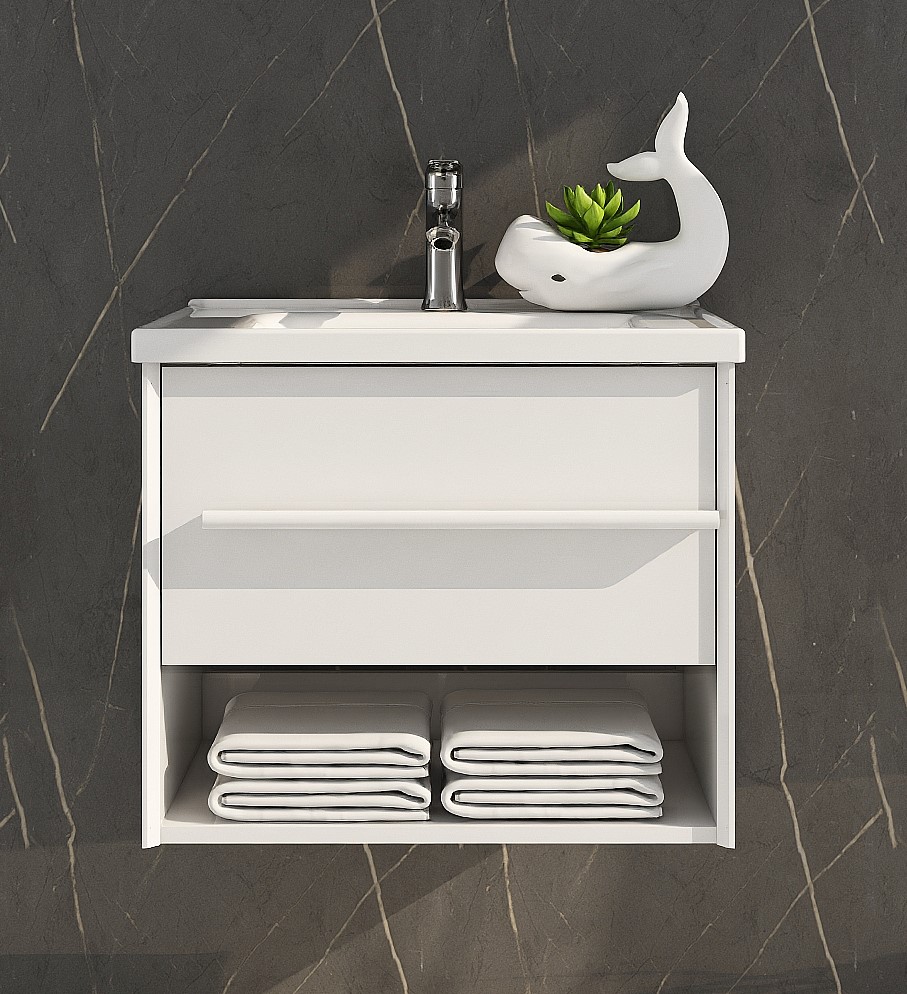 SSWW BAZA S UMIVAONIKOM 60X47X51 JEDNA LADICA SOFT CLOSE BIJELI SABF023A-060-1